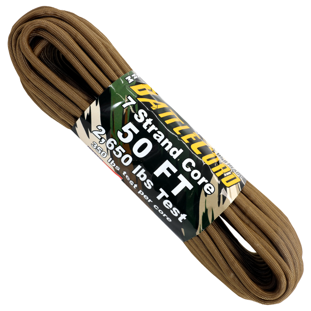 Atwood Rope BattleCord 2650lbs Paracord Coyote 50ft - Naa Gear