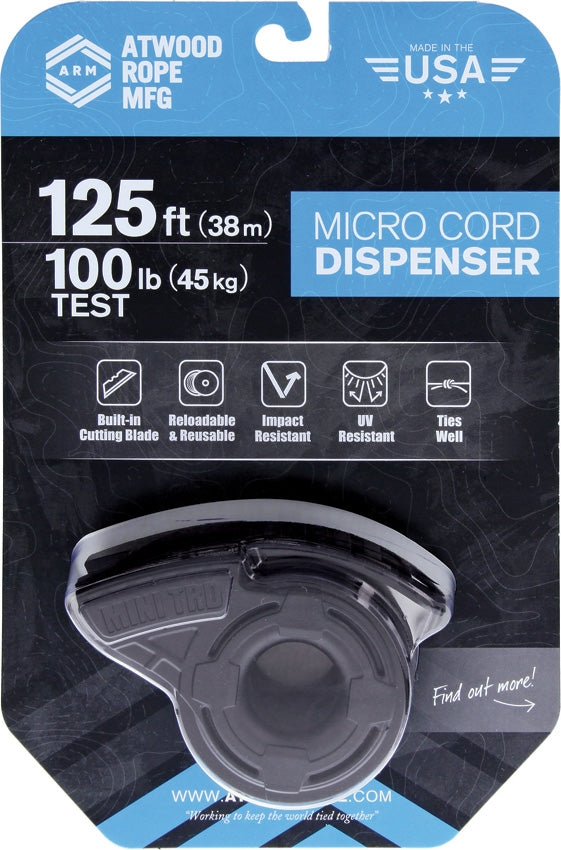 Atwood Rope Mini TRD Micro Cord Dispenser w/ 125ft Cord - Naa Gear