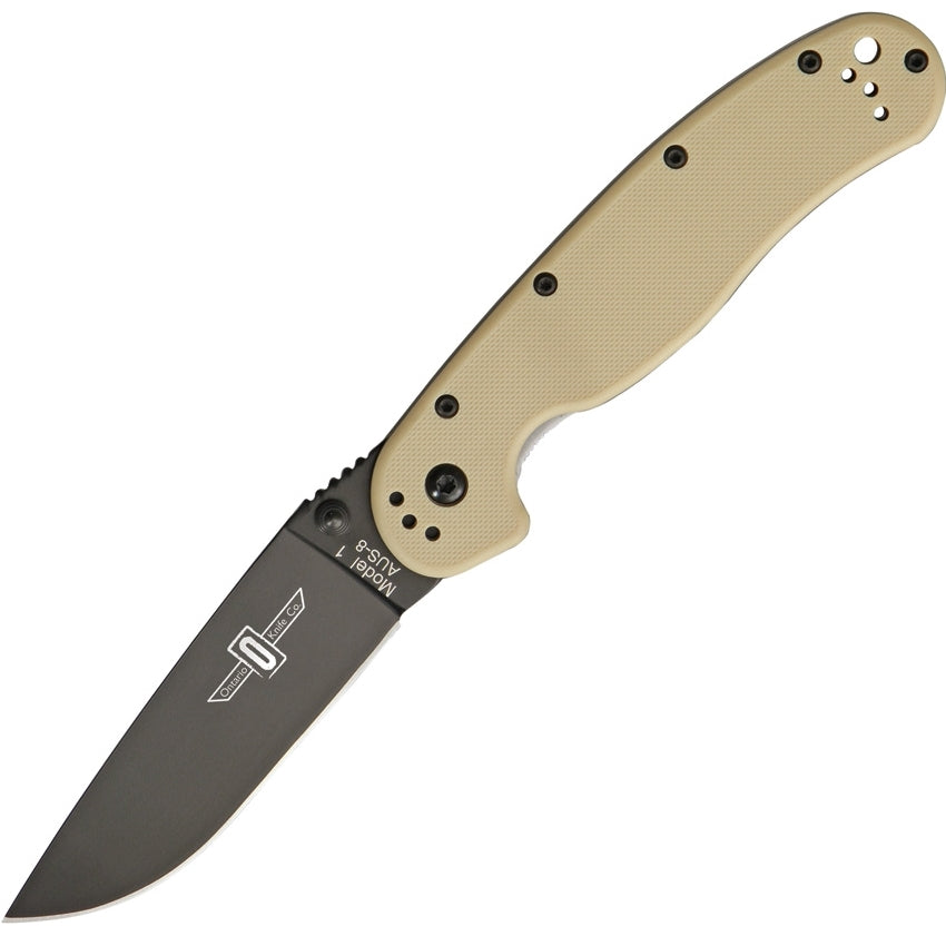 Ontario Rat 1 Black Linerlock Knife Desert Tan - Naa Gear