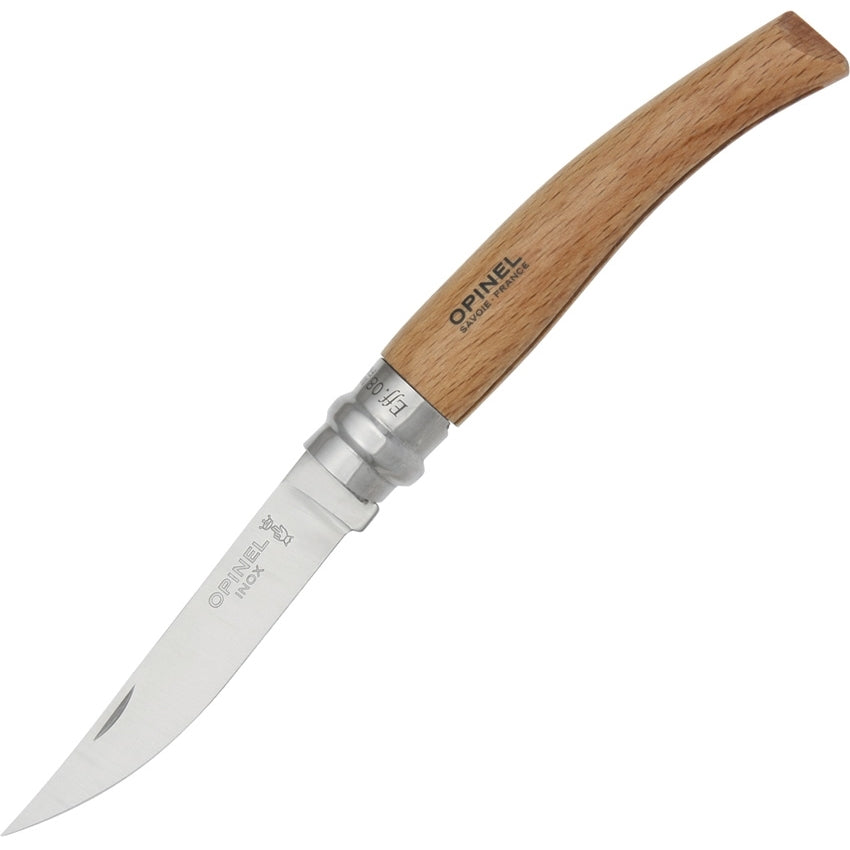 Opinel Slim Line Stainless Steel Knife No 8 Beech Wood - Naa Gear
