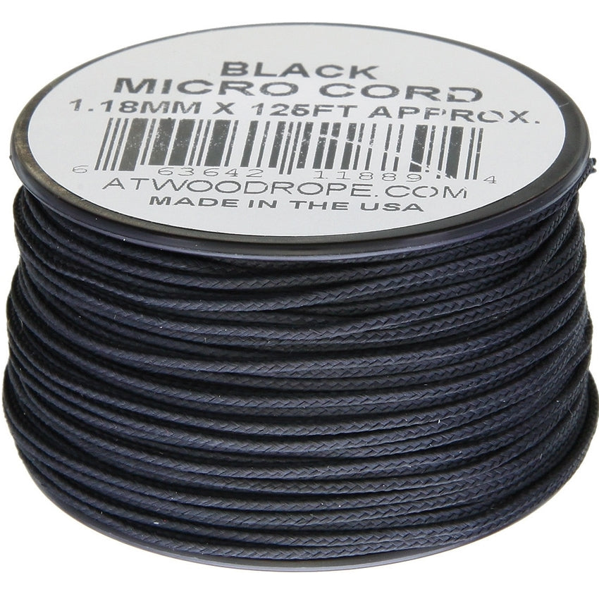 Atwood Rope Micro Cord Black 125ft - Naa Gear