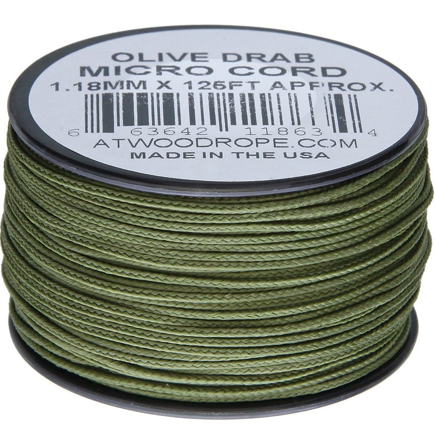 Atwood Rope Micro Cord Olive Drab 125ft - Naa Gear