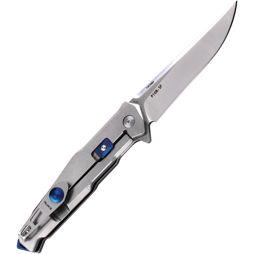 Ruike P108 Framelock Flipper Knife Satin Stainless Handles - Naa Gear