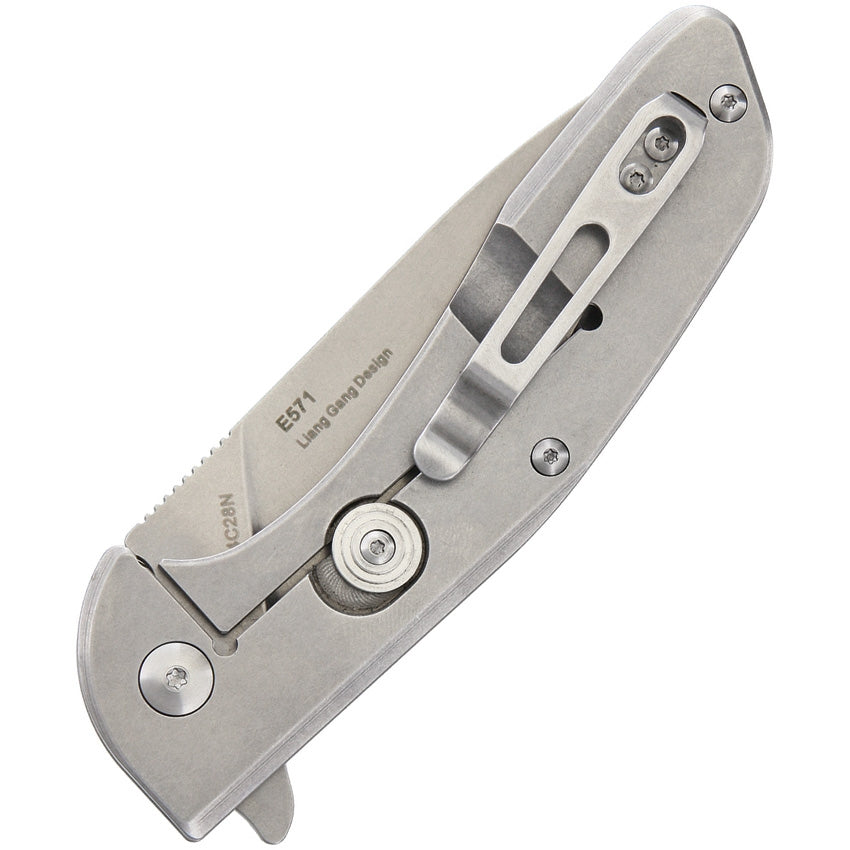 Real Steel E571 Stonewash Framelock Knife - Naa Gear