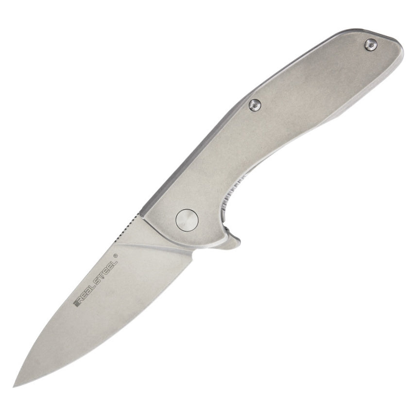 Real Steel E571 Stonewash Framelock Knife - Naa Gear