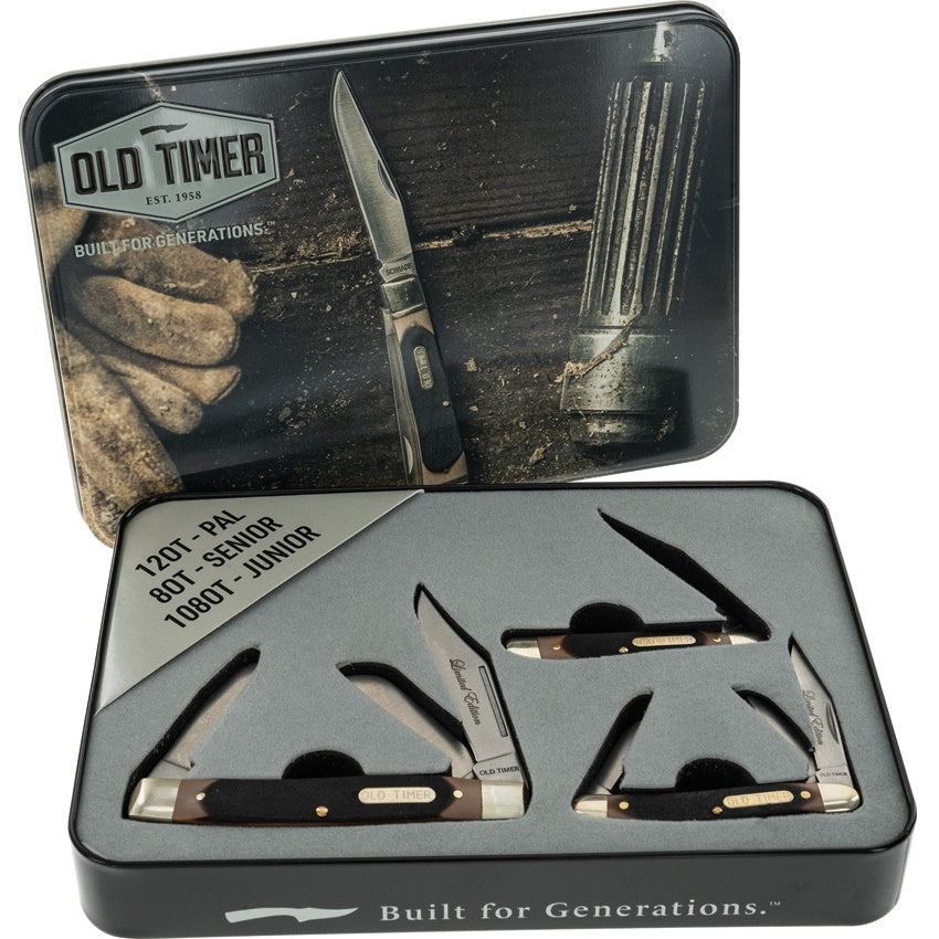 Schrade Old Timer Folding Knife Set w/ Tin