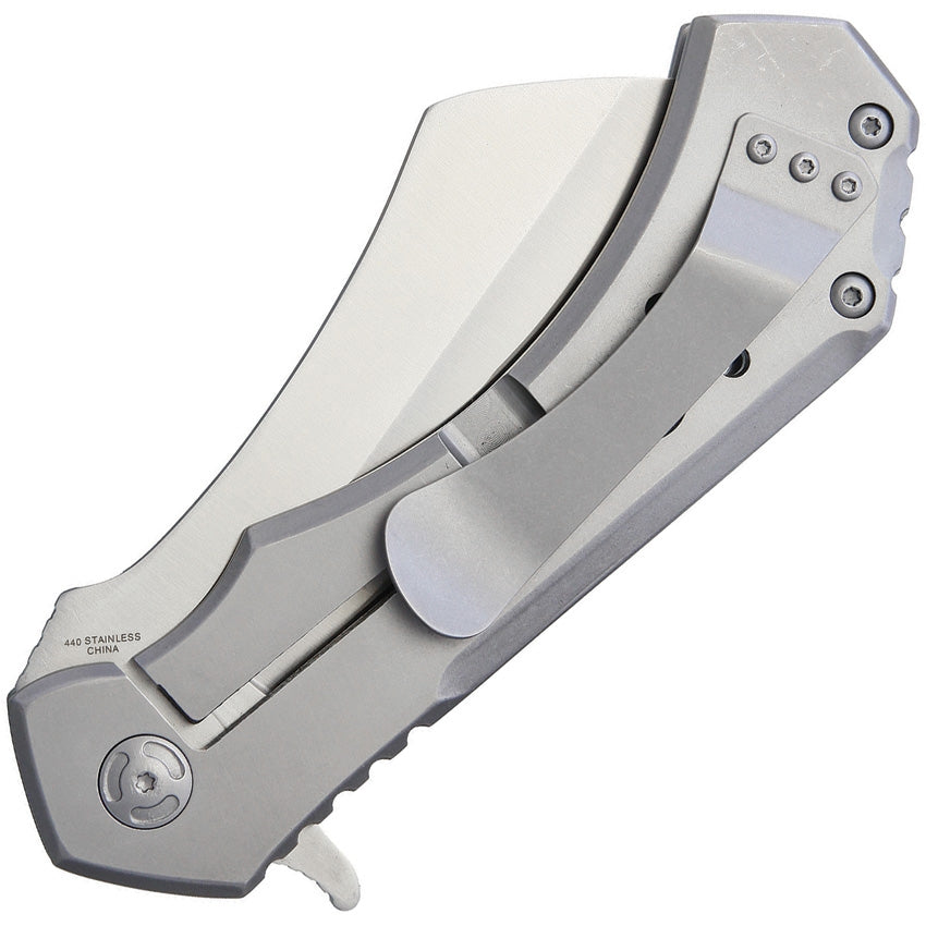 S-Tec Large Silver Folding Cleaver Knife TS004SL - Naa Gear