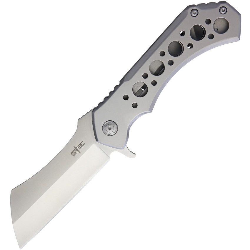 S-Tec Large Silver Folding Cleaver Knife TS004SL - Naa Gear