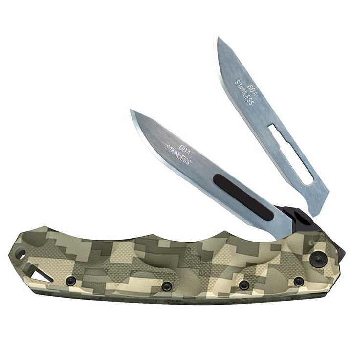 Havalon Piranta Stag Camo w/ Pouch + Replacement Blades and Remover - Naa Gear