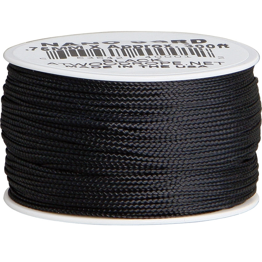 Atwood Rope Braided Nano Cord Black 300ft - Naa Gear